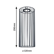 Zylindrischer Dekoschirm Biraha aus Metall mit vertikalen Streben, Höhe 290 mm, Durchmesser 120 mm, Ansicht von der Seite.