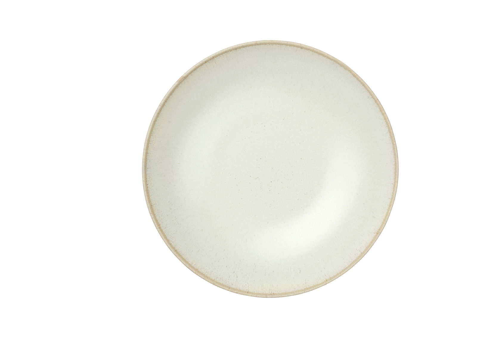 Ansicht von oben auf einen weißen Teller mit leichtem Rand, Teil des Kombiservice 20-tlg. Cafe del.