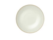 Ansicht von oben auf einen weißen Teller mit leichtem Rand, Teil des Kombiservice 20-tlg. Cafe del.