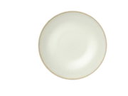 Ansicht von oben auf einen weißen Teller mit leichtem Rand, Teil des Kombiservice 20-tlg. Cafe del.