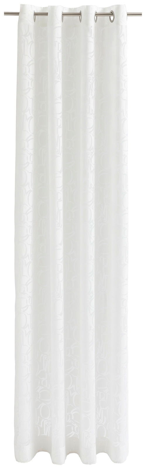 JOOP! Ösenschal J!FINE Weiße Gardine mit Ösen, frontal betrachtet, mit feinem Ornamentmuster