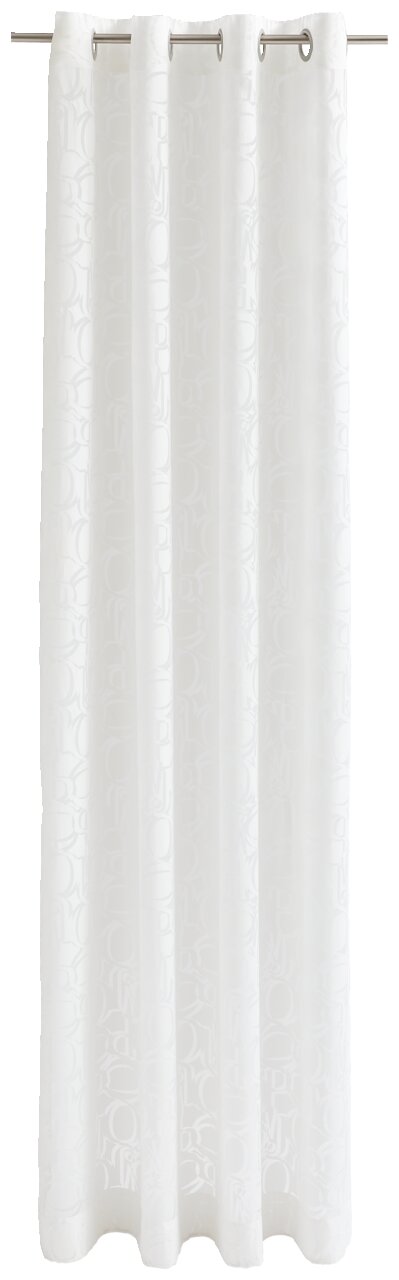 JOOP! Ösenschal J!FINE Weiße Gardine mit Ösen, frontal betrachtet, mit feinem Ornamentmuster