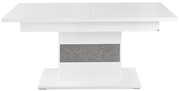 Moderner weißer Funktions-Esstisch mit grauem Akzent, Frontalansicht