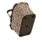 Leopardenmuster-Tragetasche mit stabilem Rahmen, seitlicher Blickwinkel