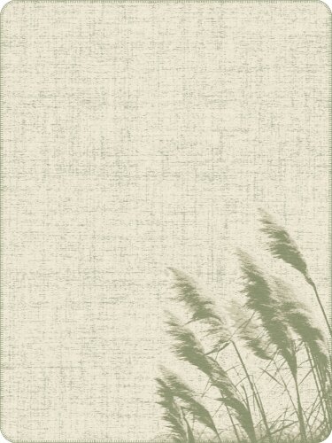 Jacquard Decke mit Gräser-Motiv in sanften Grüntönen, Draufsicht