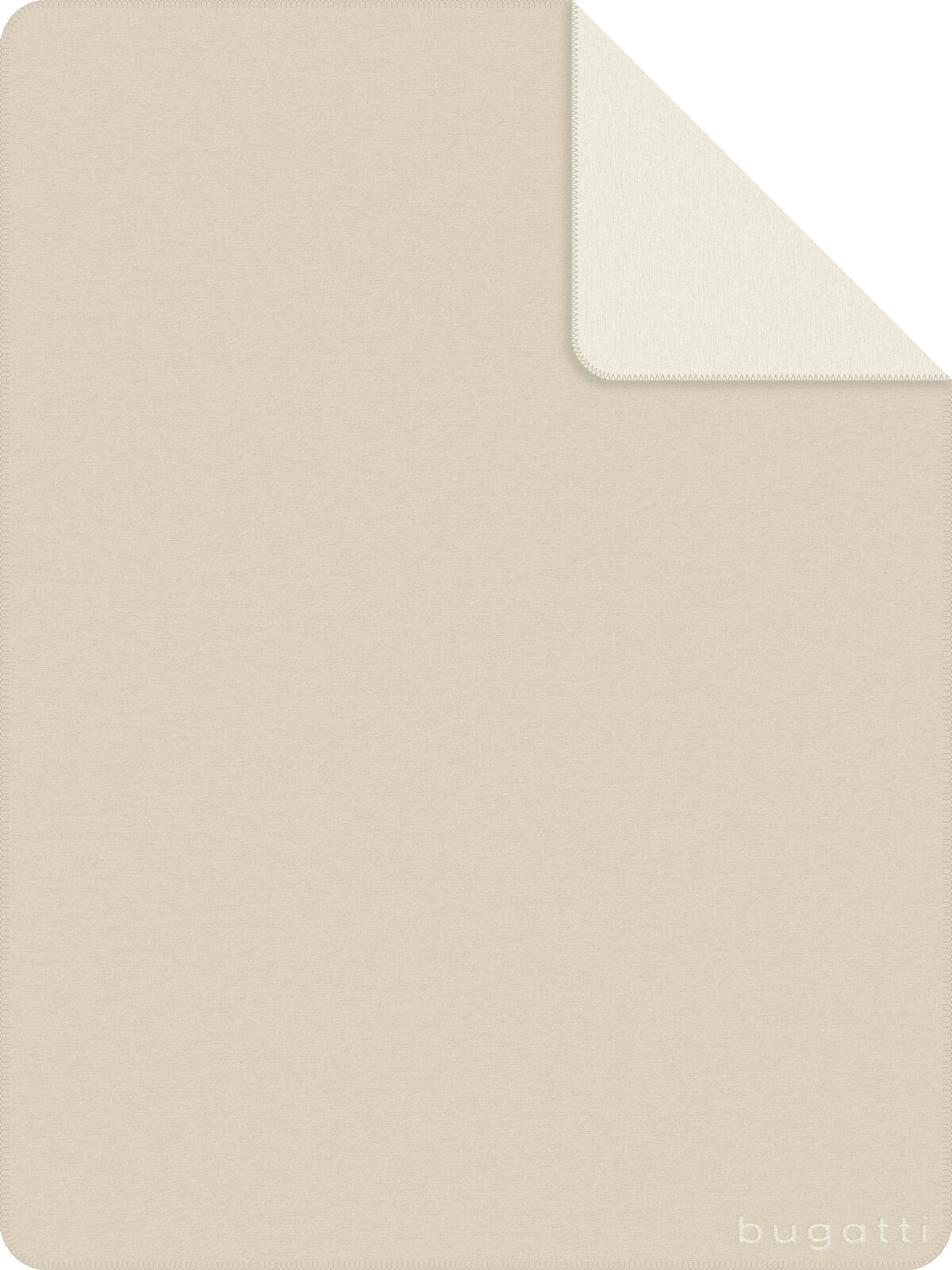 Beige Jacquard Decke von Bugatti, 150x200cm, mit umgeschlagener Ecke, Draufsicht