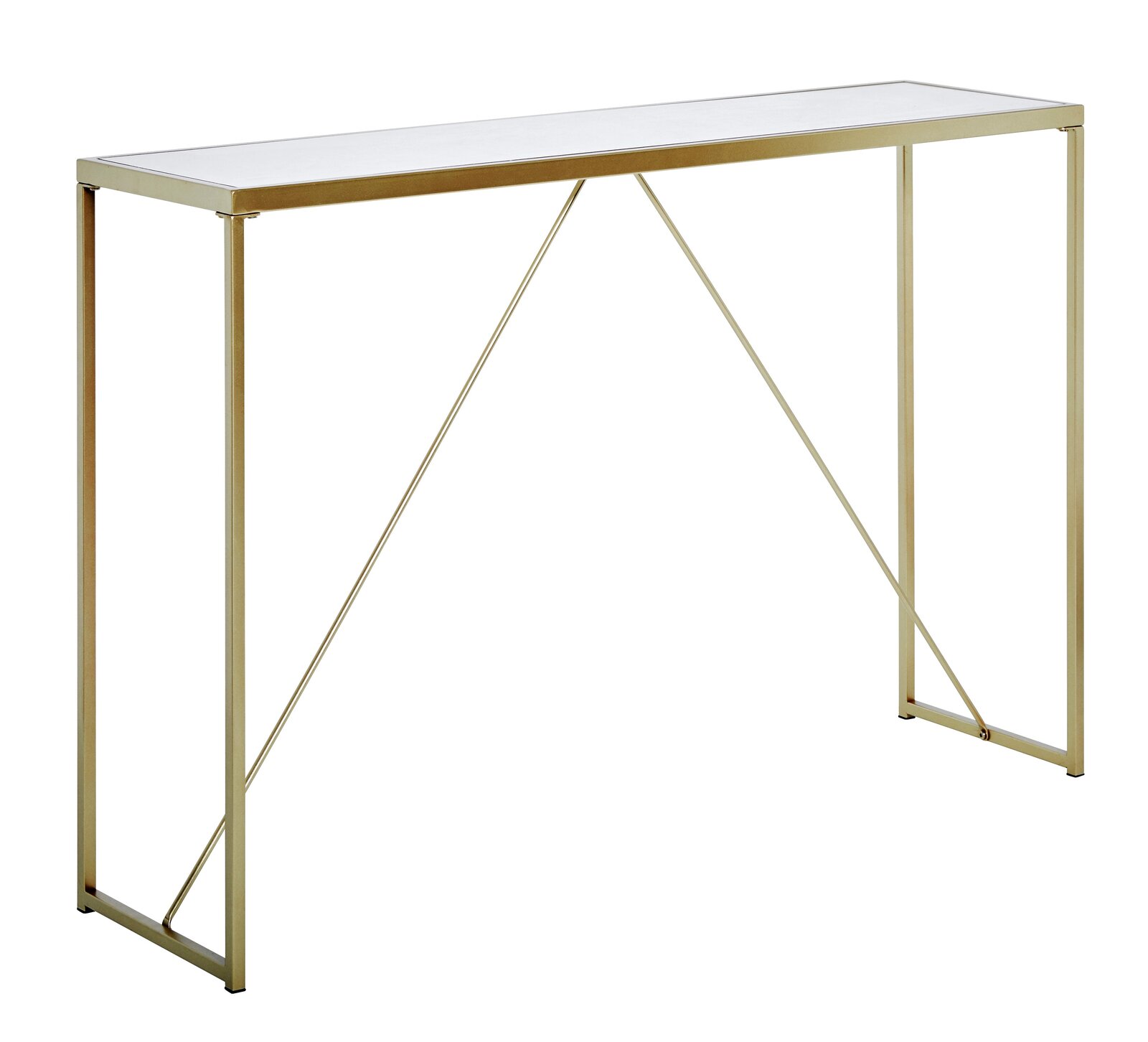 Jahnke Konsolentisch GLAM Moderner Konsolentisch mit schlankem Metallrahmen in goldener Farbe, seitliche Perspektive