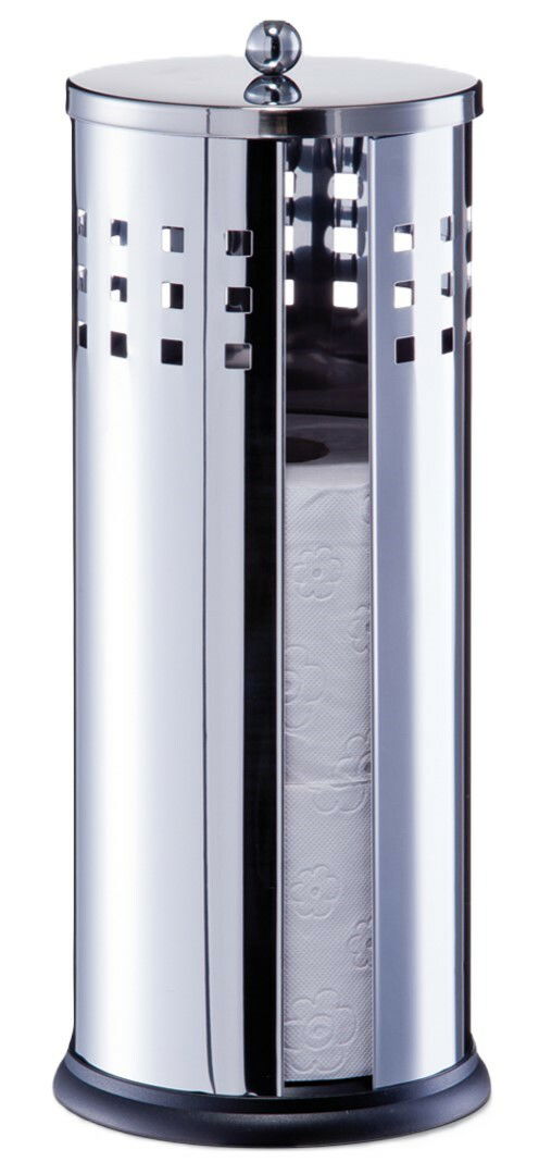 Moderner WC-Rollenhalter aus Edelstahl mit seitlichen Aussparungen, frontal abgebildet.