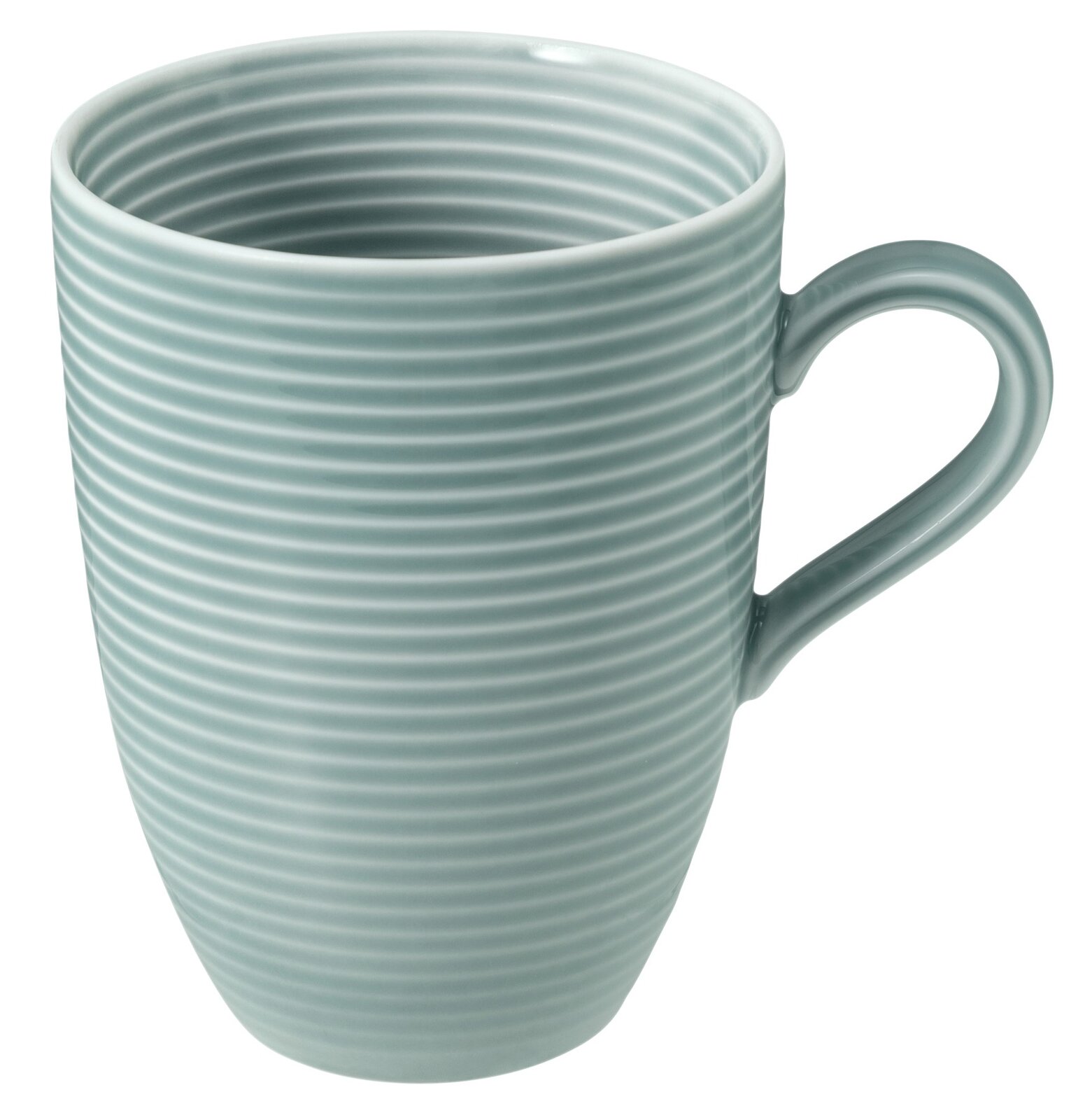 Seltmann Weiden Kaffeebecher BEAT Grauer Becher mit Henkel, 0,35l, aus seitlicher Perspektive fotografiert