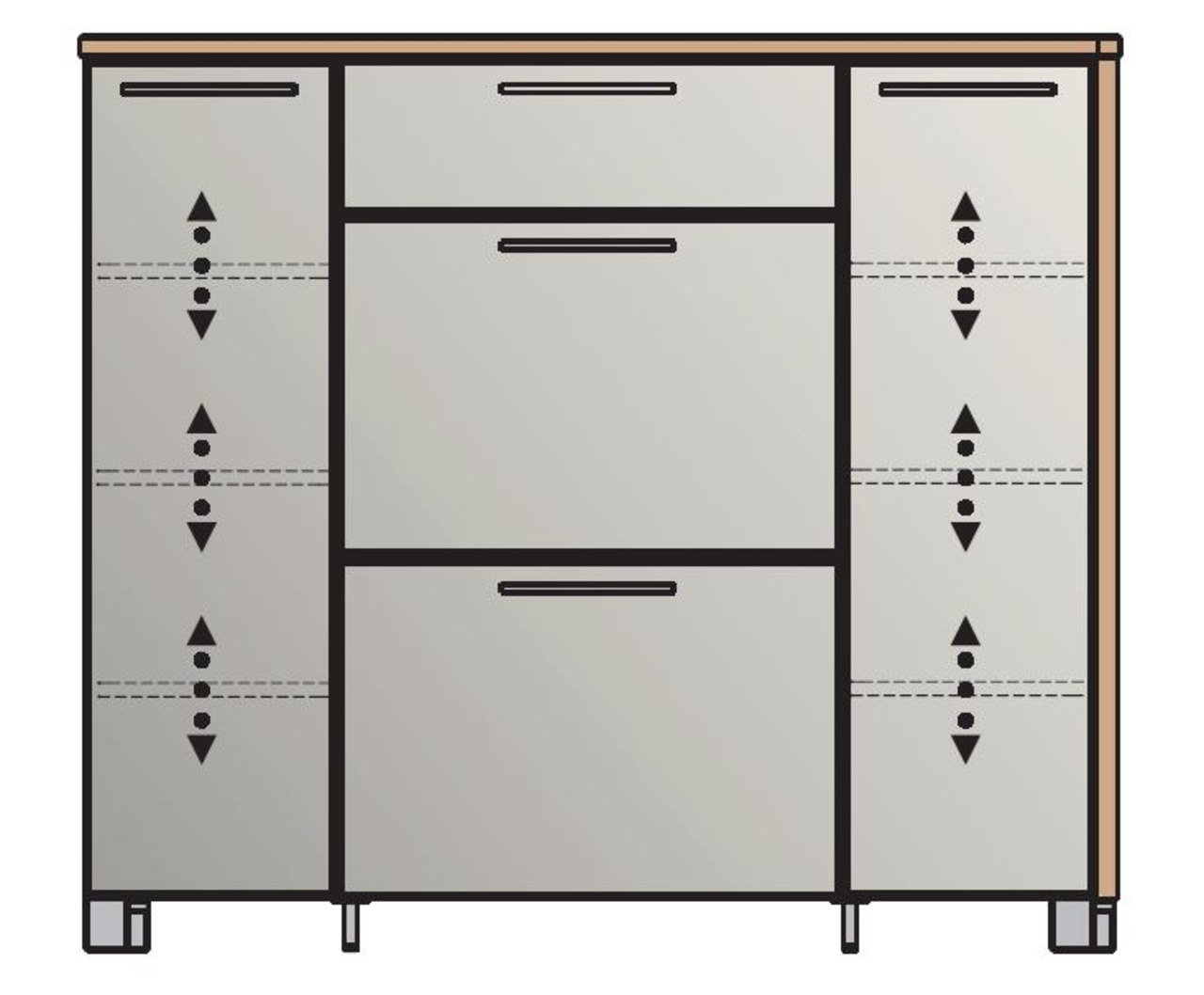 VOSS Schuhschrank SANTINA Moderner Schuhschrank mit mehreren Schubladen und Türen, Frontansicht