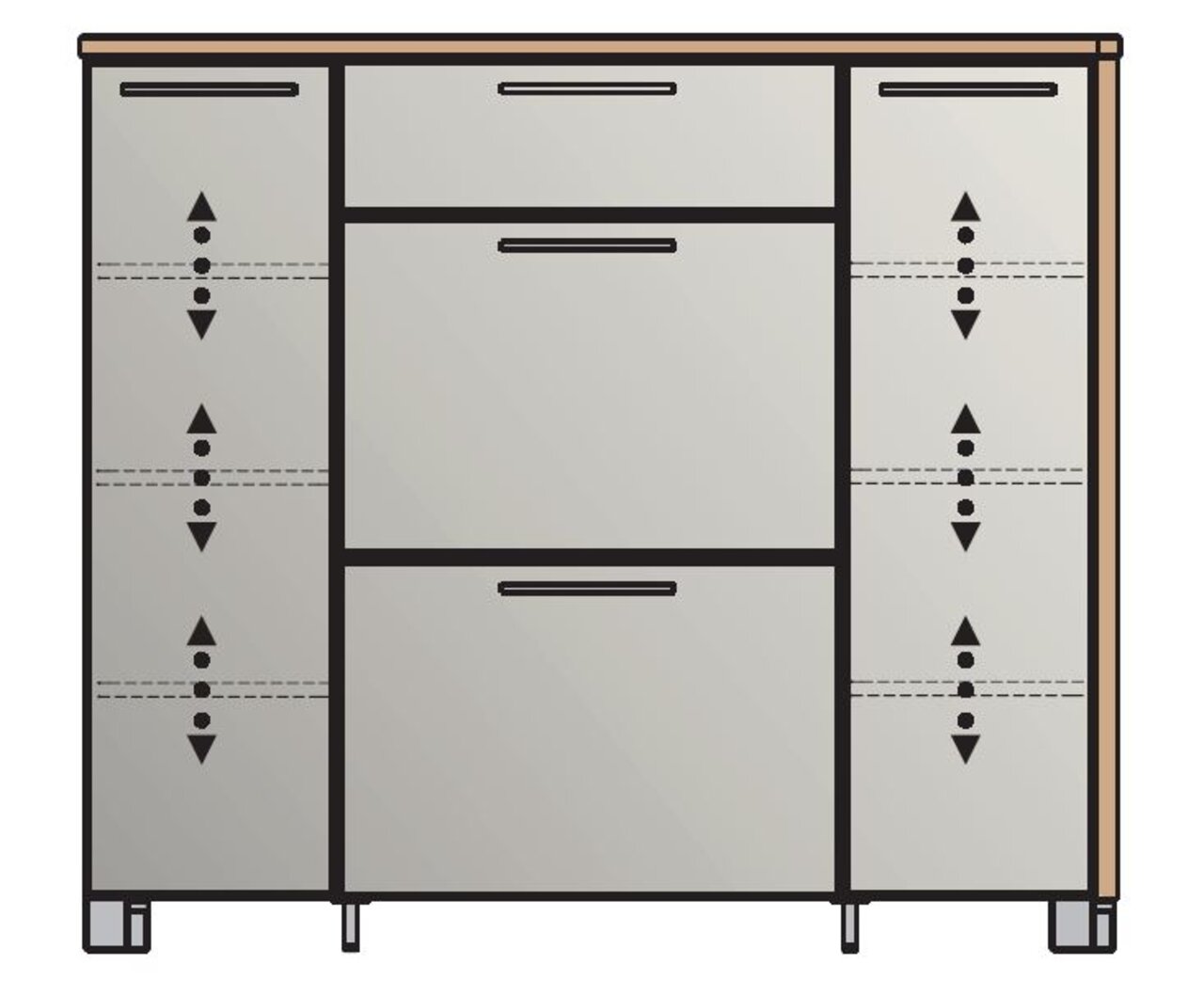 VOSS Schuhschrank SANTINA Moderner Schuhschrank mit mehreren Schubladen und Türen, Frontansicht