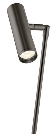 Moderne led-tafellamp van geborsteld metaal, zijaanzicht