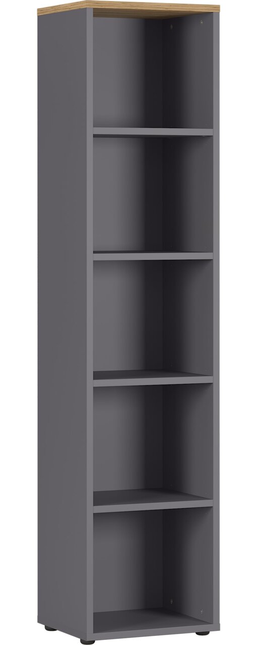 MID.YOU Aktenregal AGENDA HOME Graues Aktenregal mit vier Fächern, seitliche Perspektive