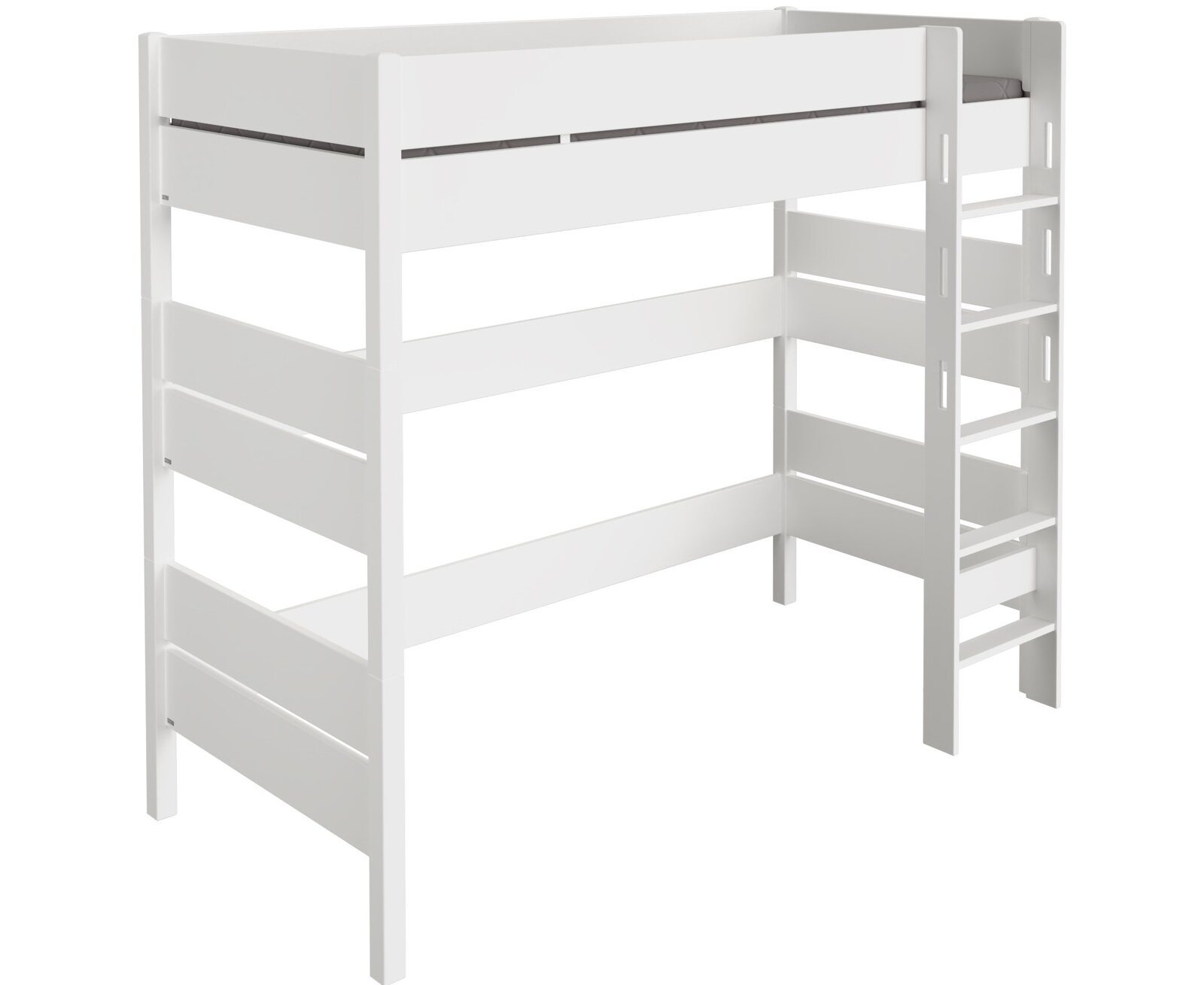 Paidi Hochbett TIAGO Weißes Hochbett mit integrierter Leiter, seitliche Perspektive