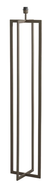 Moderne staande lamp met een geometrisch, open frame, gezien vanuit de zijkant