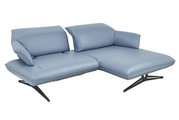 Blauwe ligstoelcombinatie met moderne zwarte metalen poten, zijaanzicht