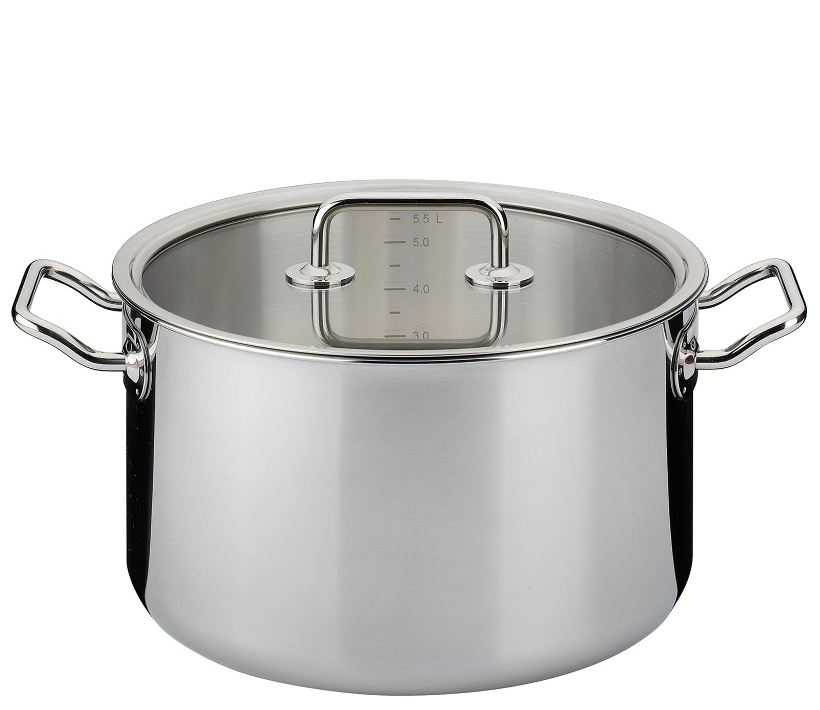Spring Kochtopf BRIGADE Kochtopf mit Glasdeckel, Edelstahl, seitliche Griffe, Frontansicht