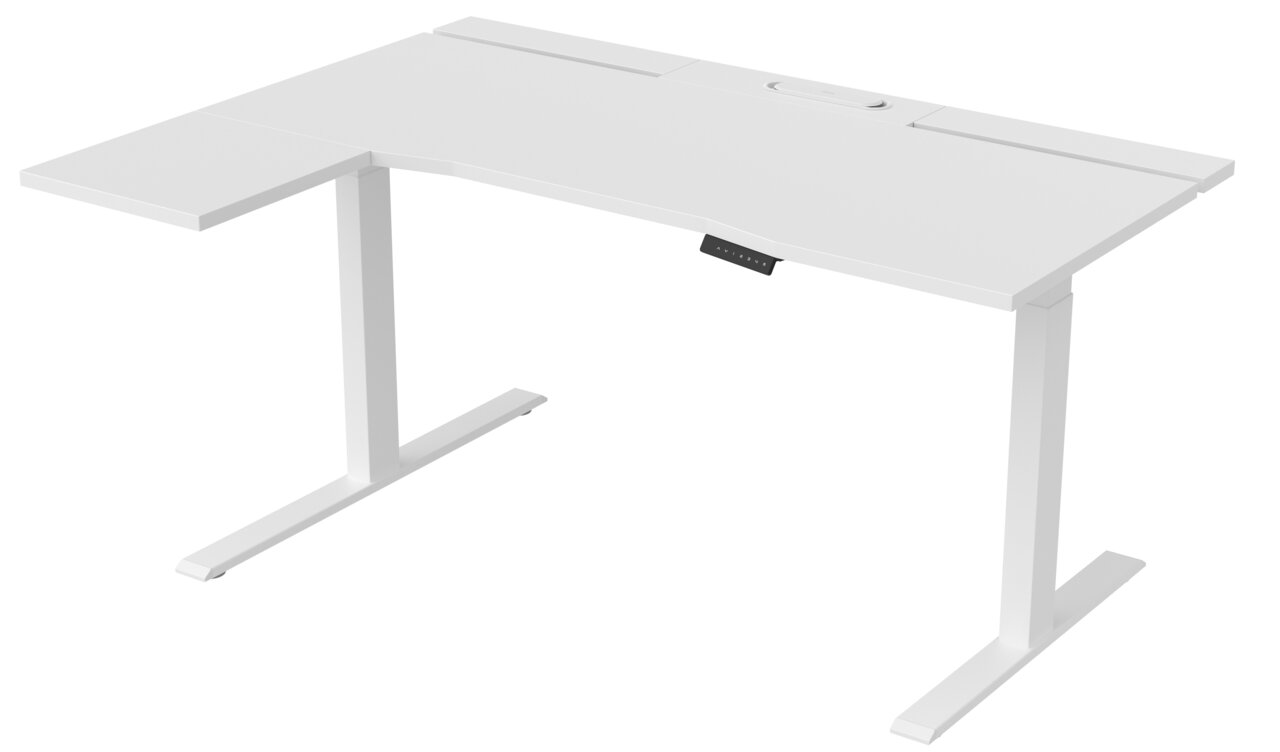 Cantus E-Schreibtisch CLAYTON Weißer E-Schreibtisch Cantus CLAYTON mit L-förmiger Tischplatte, seitlicher Ansicht