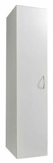 Weißer Mehrzweckschrank mit einer Tür, seitliche Perspektive