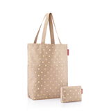 Beigefarbener Cityshopper mit gelben Punkten und passender kleiner Tasche, Vorderansicht