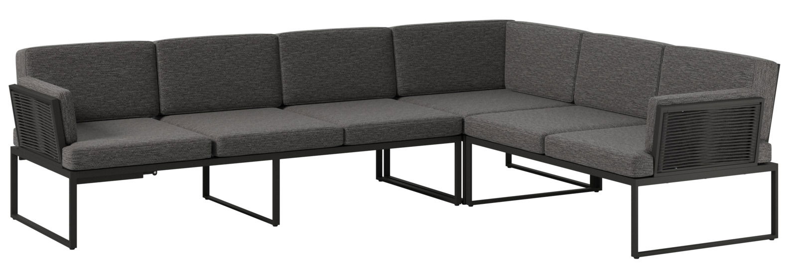 Amatio Loungegarnitur GIRONA Moderne, graue Loungegarnitur in L-Form mit Metallrahmen, seitliche Perspektive