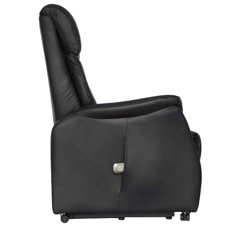 Schwarzer Fernsehsessel aus Leder, Seitenansicht