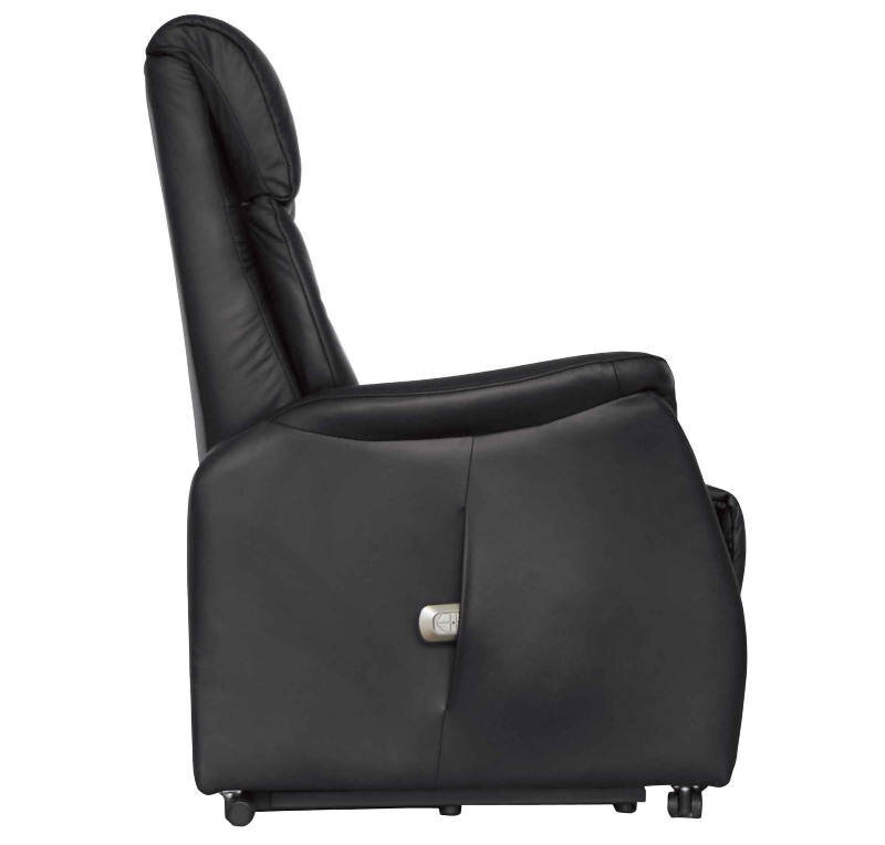 Schwarzer Fernsehsessel aus Leder, Seitenansicht