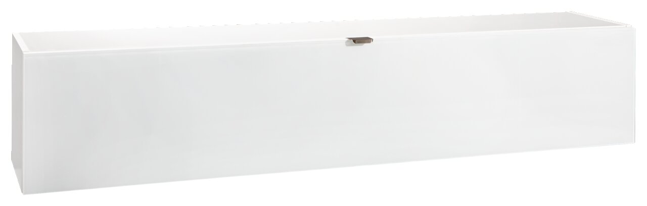 Moderner weißer Hängeschrank in Frontalansicht mit schlichtem Design und Metallgriff.