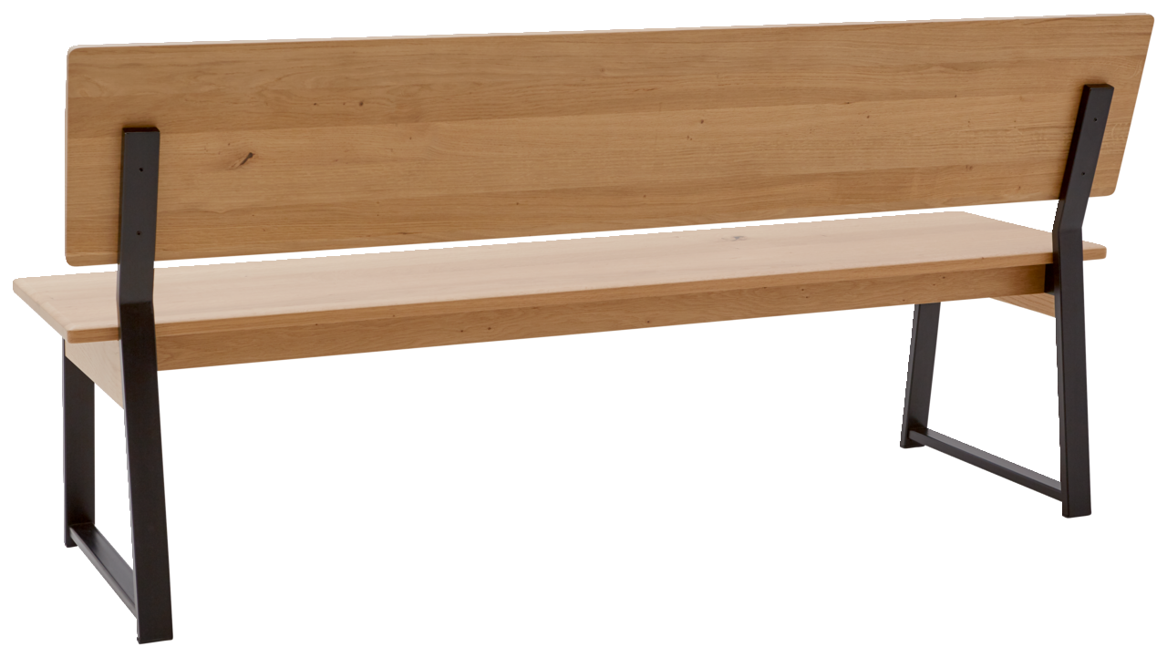 Valnatura Bank LARINO Rückansicht einer modernen Holzbank mit Metallbeinen, schlichtes Design