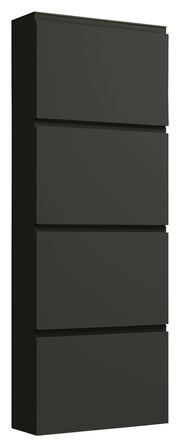 Schwarzer Hängeschuhschrank mit vier Klappen, seitliche Perspektive