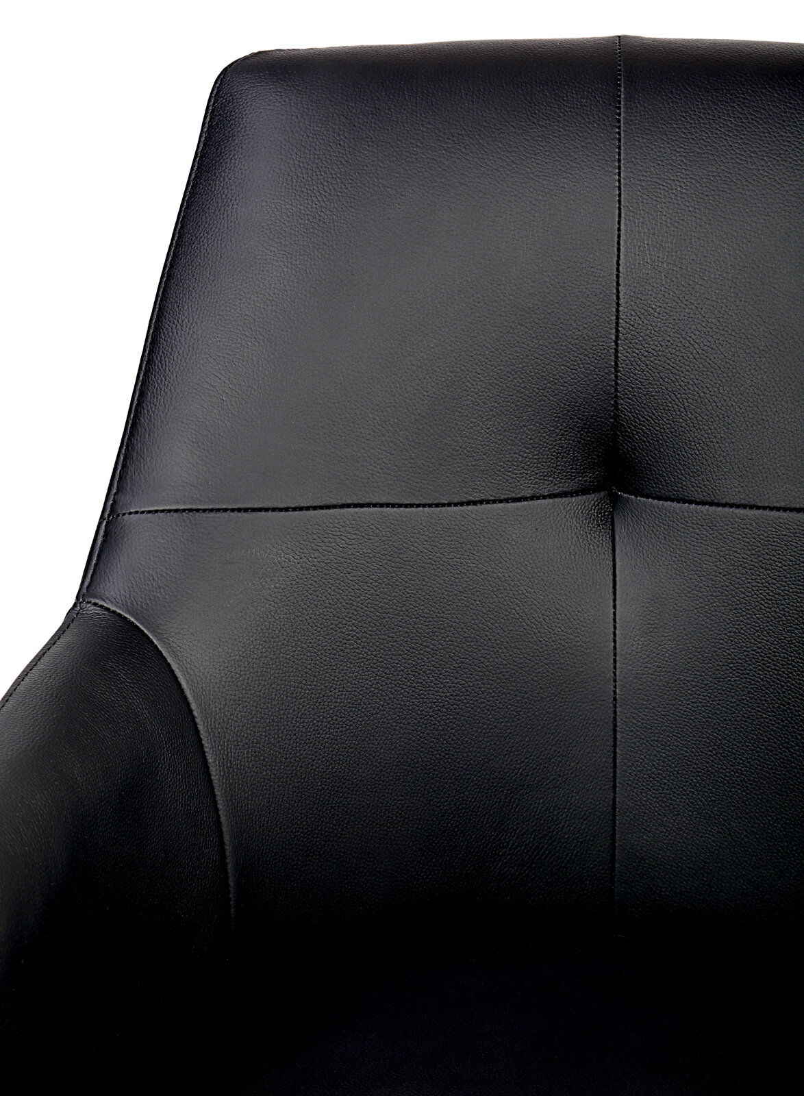 Novel Barhocker MEDUSA Nahaufnahme eines schwarzen Barhockers mit gepolsterter Rückenlehne, Vorderansicht.