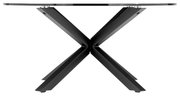 Moderner Couchtisch XORA Tisch NICO mit schwarzem X-förmigem Metallgestell, Seitenansicht