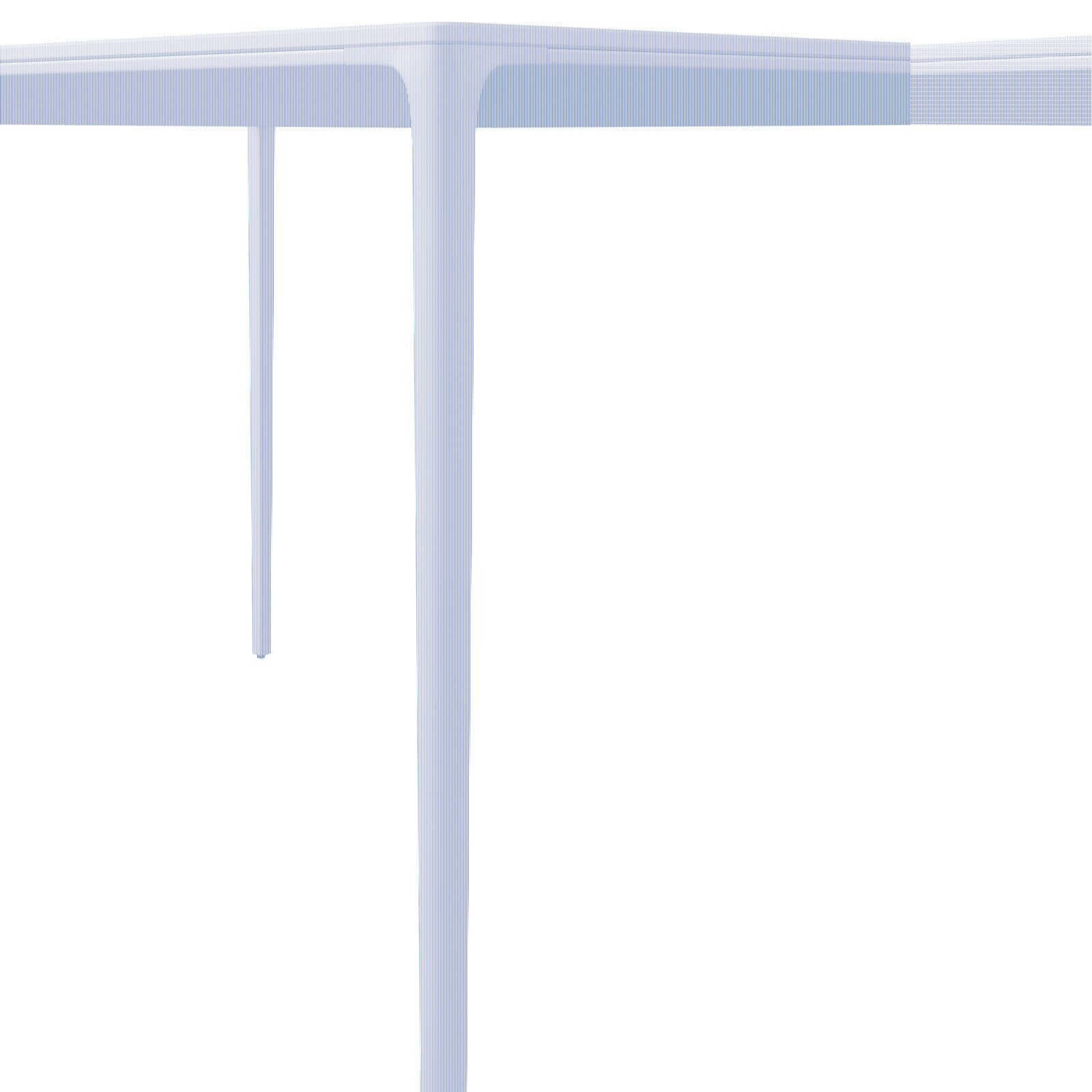 Nahaufnahme eines Gartentischs aus der Perspektive unterhalb der Tischplatte, die Tischbeine sind sichtbar.