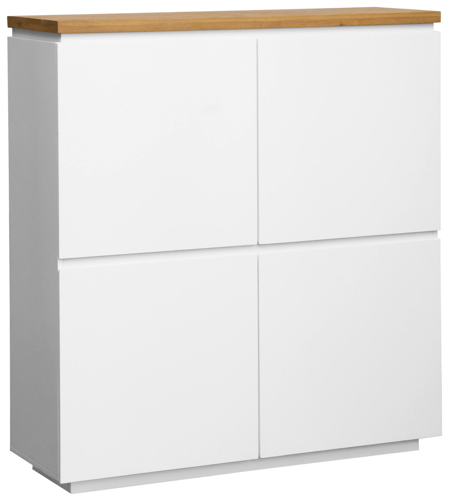 Novel Highboard DALTON Weißes Highboard mit Holzplatte, seitliche Perspektive