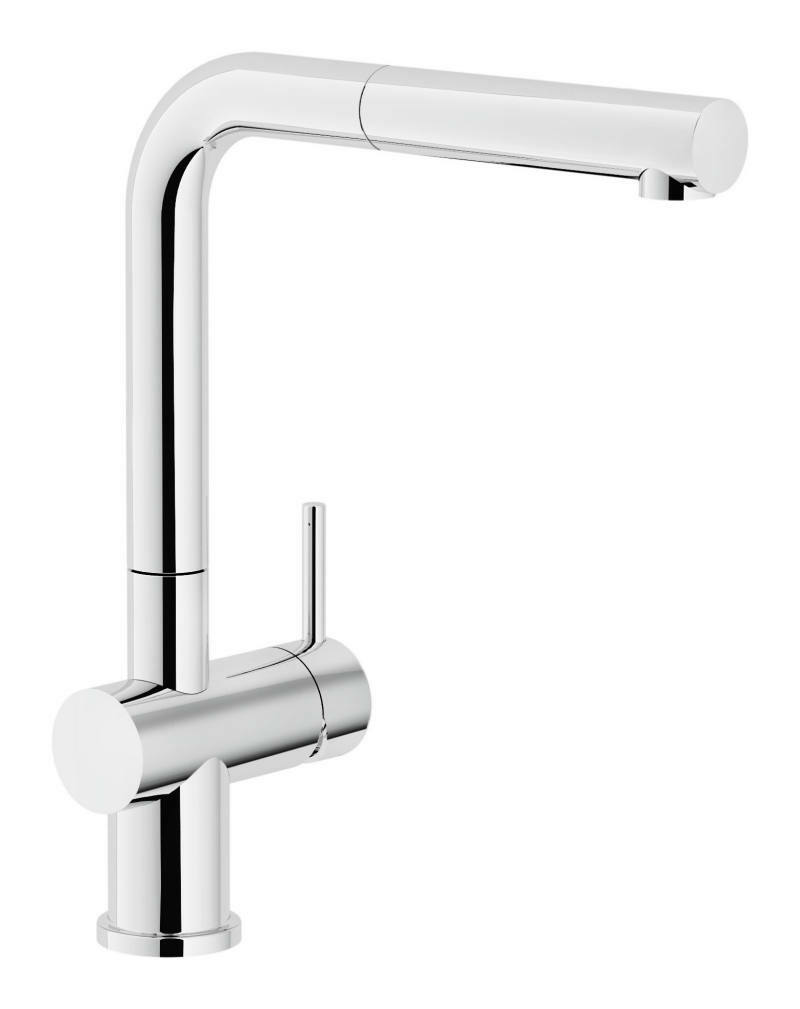 Novel Einhebelmischer N-500 Moderner Einhebelmischer aus Chrom in seitlicher Perspektive