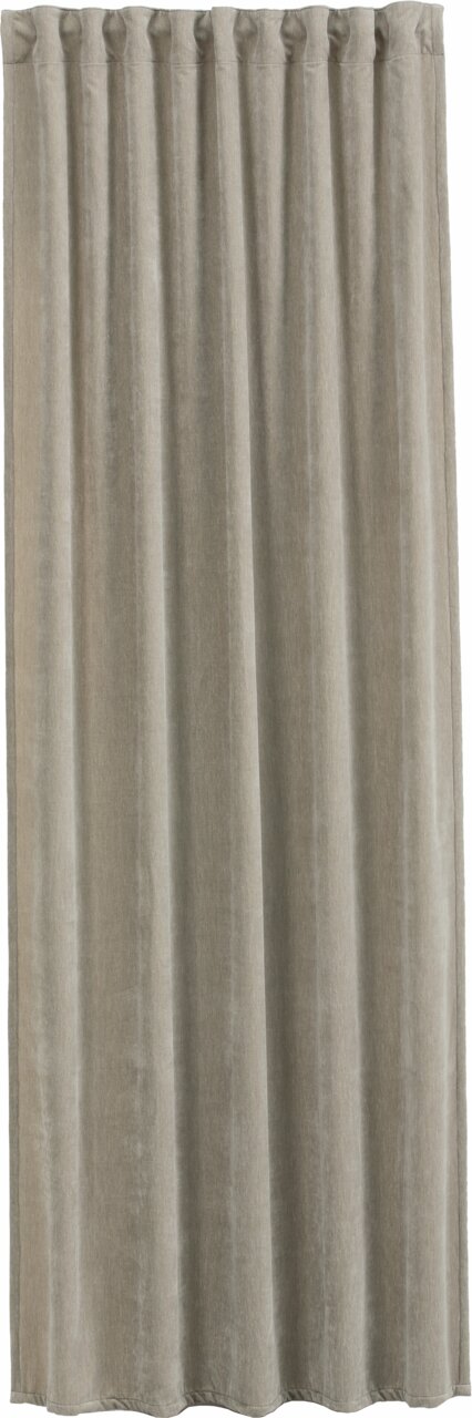 GÖZZE Vorhang THERMO Grauer Vorhang mit verdeckten Schlaufen, frontal betrachtet.