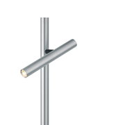 Moderne LED-Tisch- und Leseleuchte aus gebürstetem Metall, seitliche Perspektive