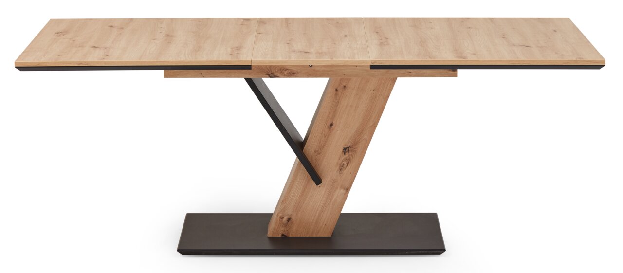 Valdera Esstisch MONTREAL Moderner Esstisch mit Holzoptik und einzigartigem Y-förmigem Gestell, seitliche Perspektive