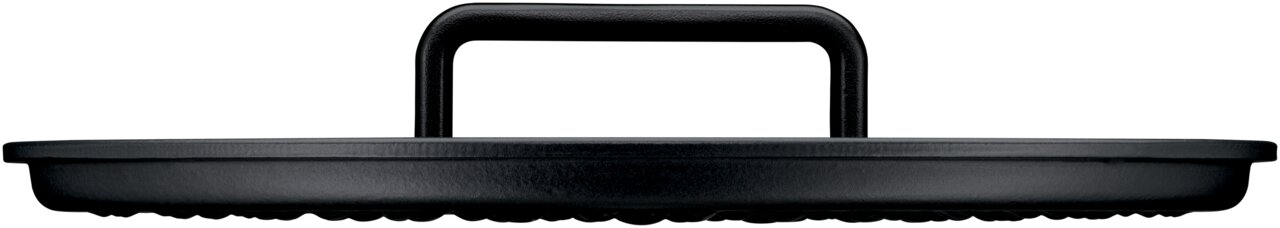 Seitliche Ansicht des WMF Flavour ovalen Bräters 33x26cm mit Griff.