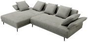 Graues Ecksofa mit fünf Kissen, Perspektive von oben links