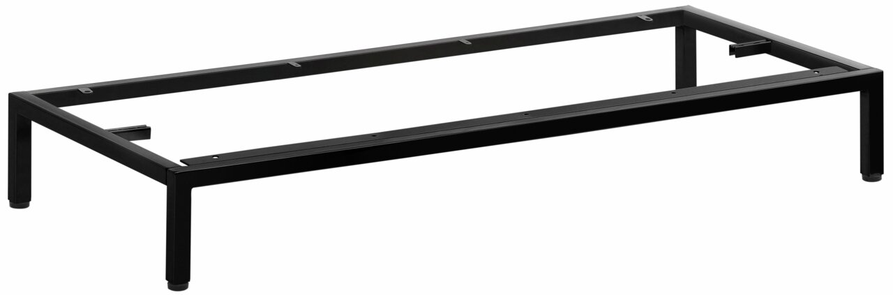 Metalen onderstel van 90 cm in de kleur zwart, zijaanzicht