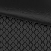 Wendebettwäsche mit modernem, geometrischem Muster in dunklen Tönen, Draufsicht