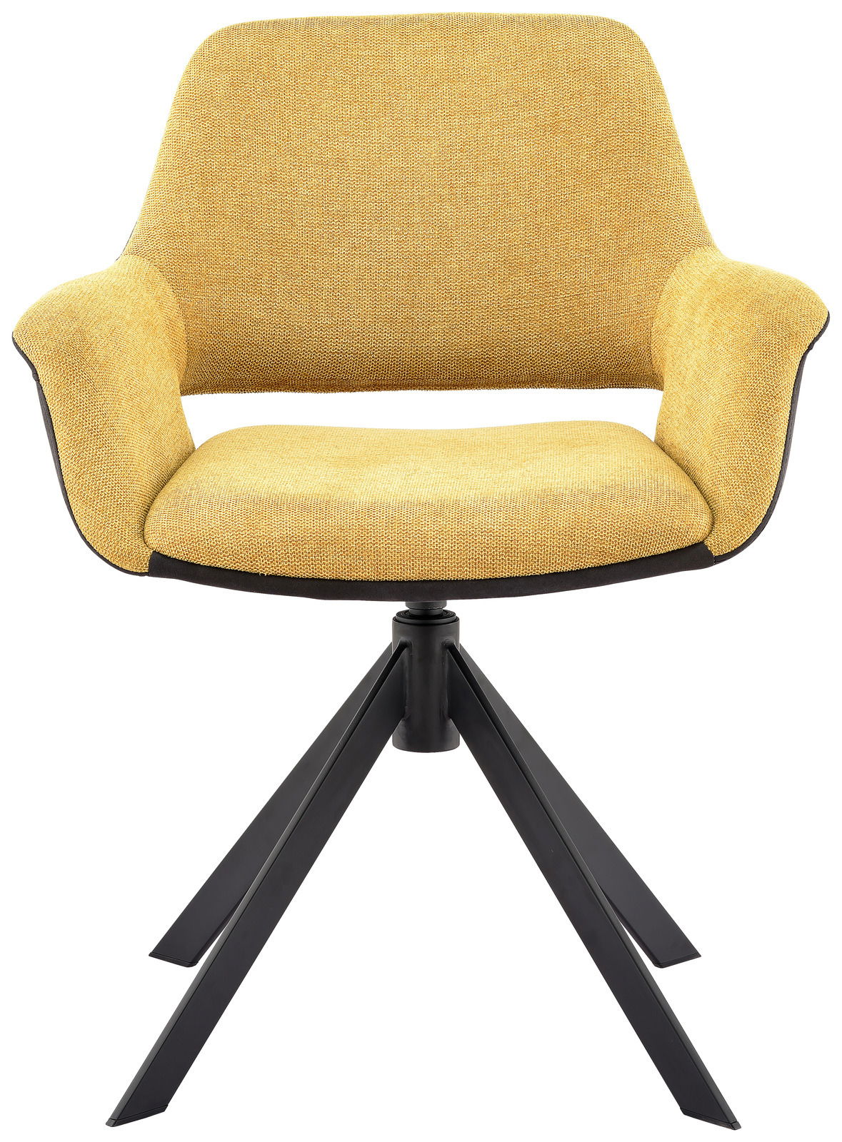Gelber Sessel mit schwarzem Metallgestell, Vorderansicht
