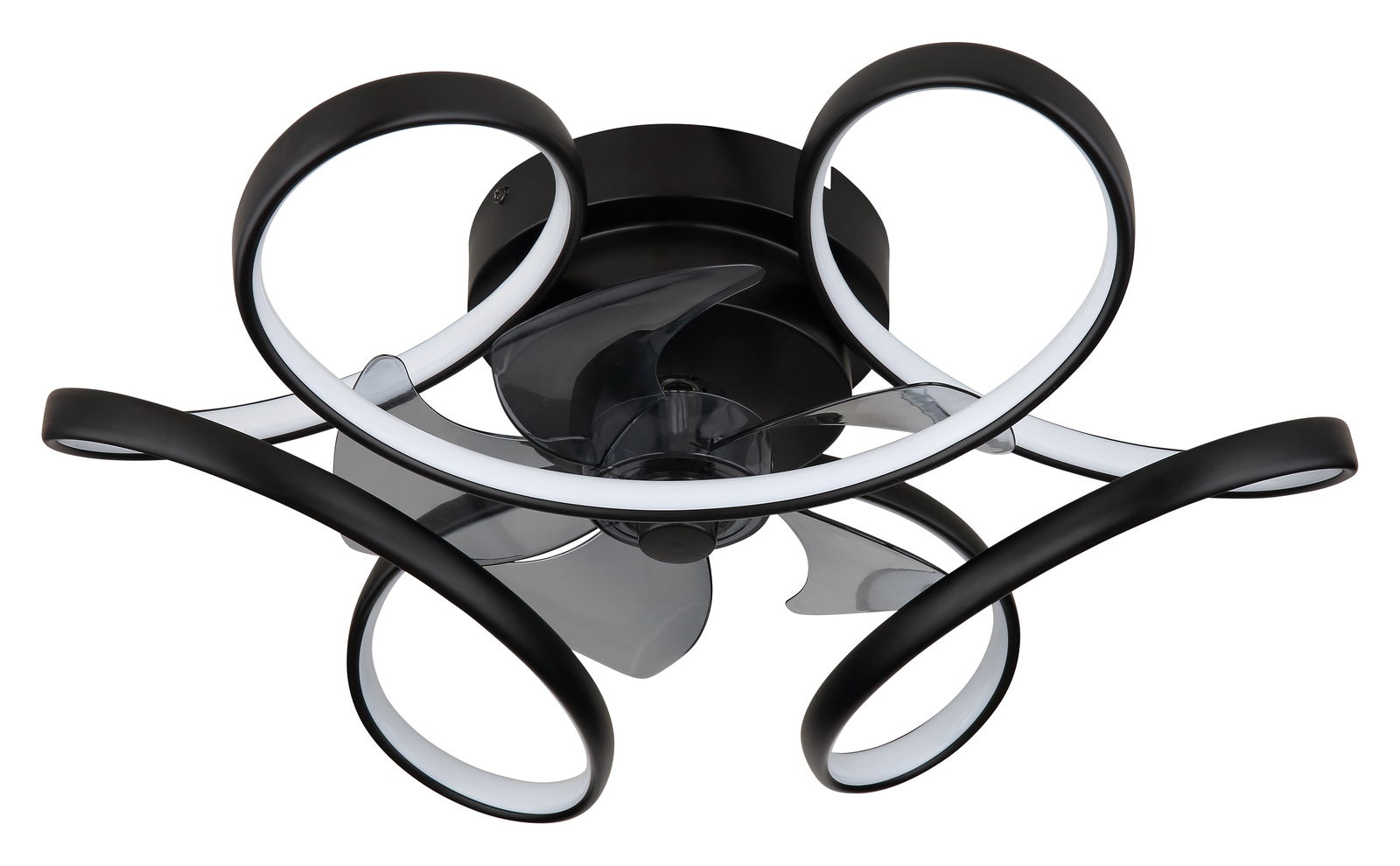 Globo Lighting Deckenventilator LORIS Moderner Deckenventilator LORIS mit geschwungenem Design, Ansicht von unten.