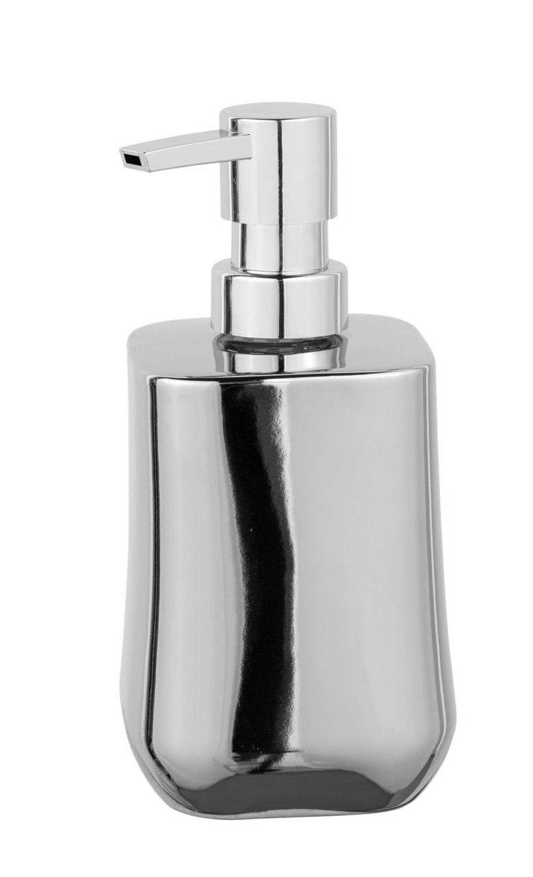 Schöner Wohnen Seifenspender ADINE Keramik Seifenspender Adine in glänzendem Silber, Vorderansicht