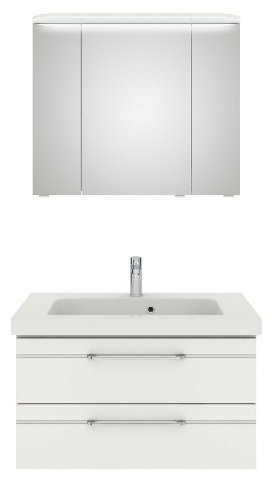 Pelipal Badblok BALTO SPRINT Moderner Badblock mit Spiegelschrank und Waschbecken, Frontalansicht