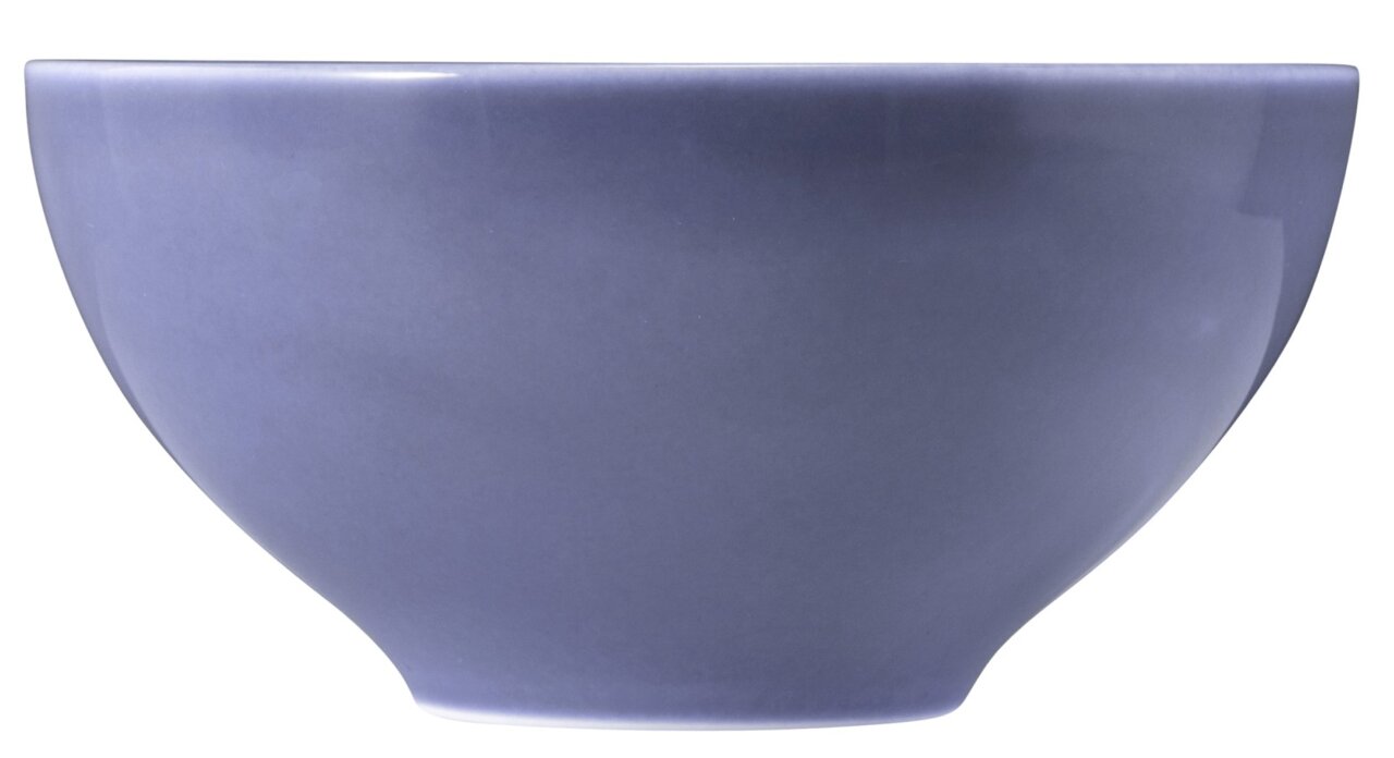 Seitliche Ansicht einer runden, blauen Schüssel mit einem Durchmesser von 15,5 cm