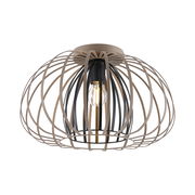 Moderne Deckenleuchte mit kugelförmigem, offenen Metallrahmen in Drahtoptik, seitliche Perspektive