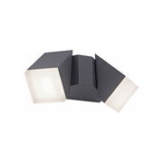 Moderne anthrazitfarbene Wand- und Deckenleuchte mit geometrischem Design, seitliche Perspektive.