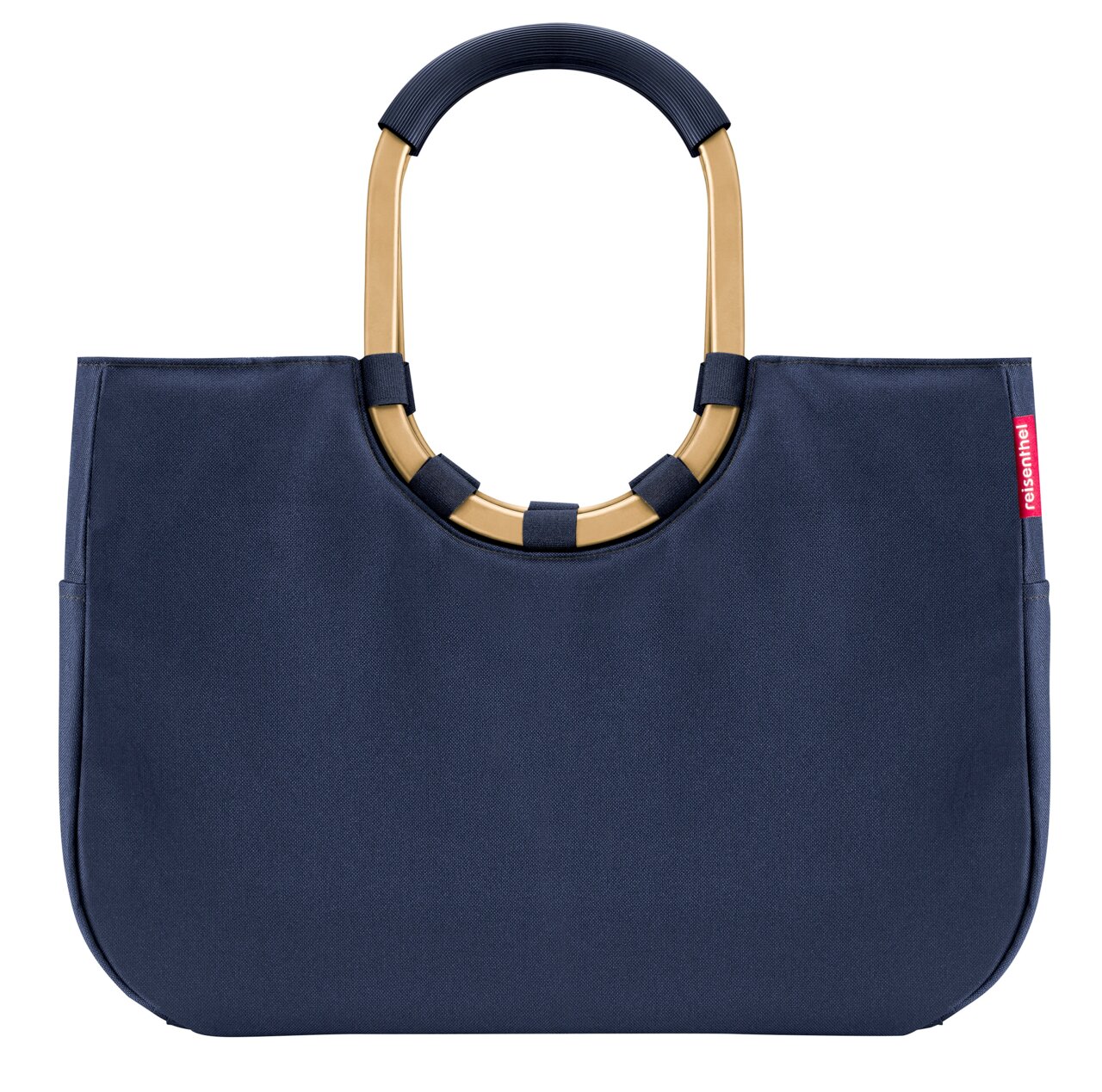 Blauer loopshopper L mit goldenen Griffen, Vorderansicht